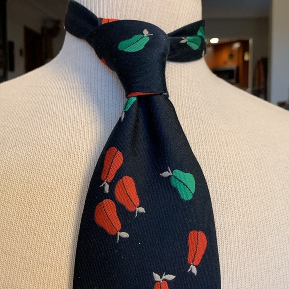 YSL YVES ST LAURENT 80’s CRAAAAZY PEARS SUPER WIDE NECKTIE - Picture 3 of 15